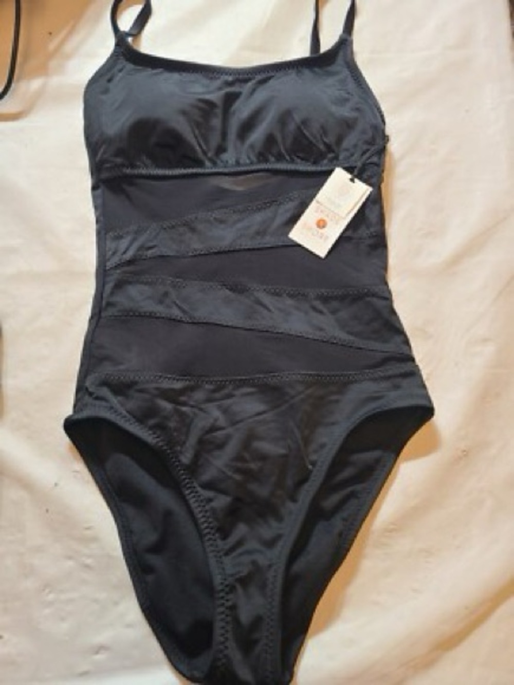 Shade & shore Black One-Piece Women's Swimsuit - NWT mesh front